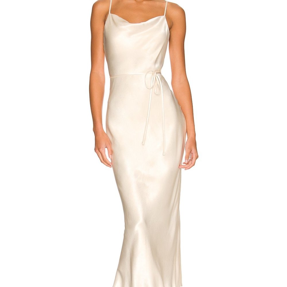 Shona Joy Silk Cream Midi Dress